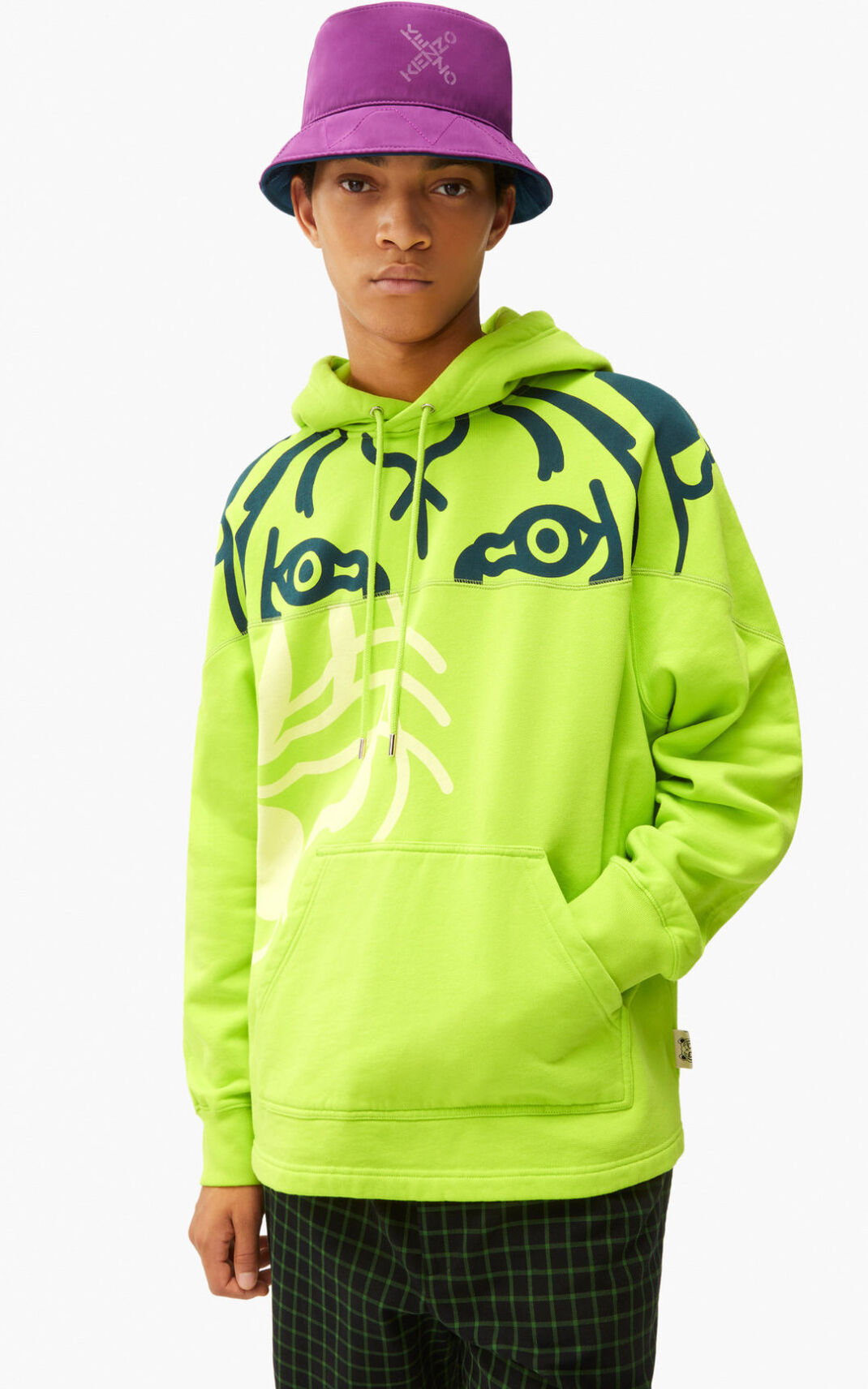 Sweat A Capuche Kenzo K Tiger Homme Vert Clair | FDWT-48165